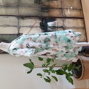 COS Turquoise White & Black A Line Bubble Dress Short Sleeve W Pockets Button Up